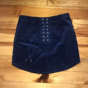 velvet mini skirt
